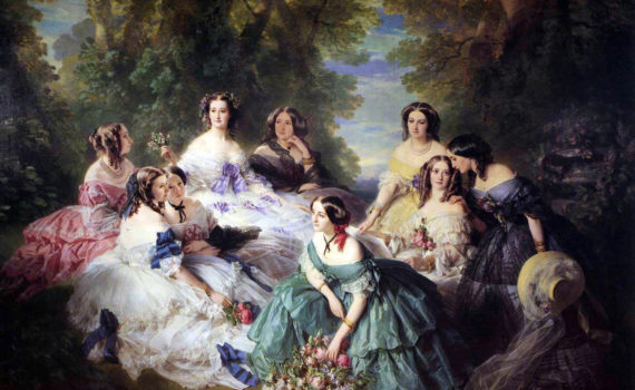 Franz Xaver Winterhalter, The Empress Eugénie Surrounded by her Ladies-in-Waiting, 1855. Oil on canvas (300 x 420 cm). Musées Nationaux du Palais de Compiègne, France. 
