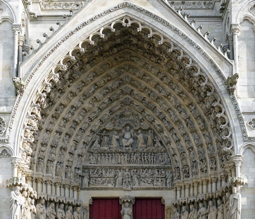 Central tympanum, Amiens Cathedral, Amiens, France, begun 1220