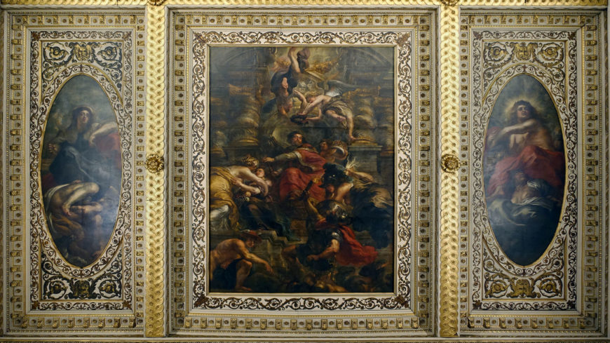 Peter Paul Rubens, The Peaceful Reign of James I, ceiling of the Banqueting House, Whitehall, c. 1632–34, oil on canvas (photo: Steven Zucker, CC BY-NC-SA 2.0)
