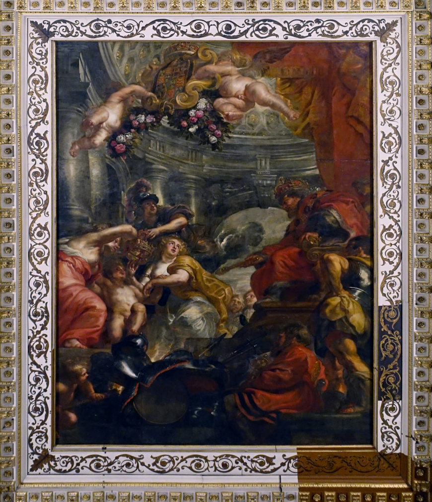 Peter Paul Rubens, The Union of the Crowns of Scotland and England, ceiling of the Banqueting House, Whitehall, c. 1632–34, oil on canvas (photo: Steven Zucker, CC BY-NC-SA 2.0)