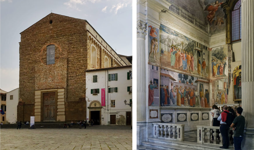 Santa Maria del Carmine, Florence (Italy) (left); Brancacci Chapel, with frescoes by Masaccio and Masolino, c. 1424-7, Santa Maria del Carmine, Florence (Italy) (right) (photos: Steven Zucker, CC BY-NC-SA 2.0)