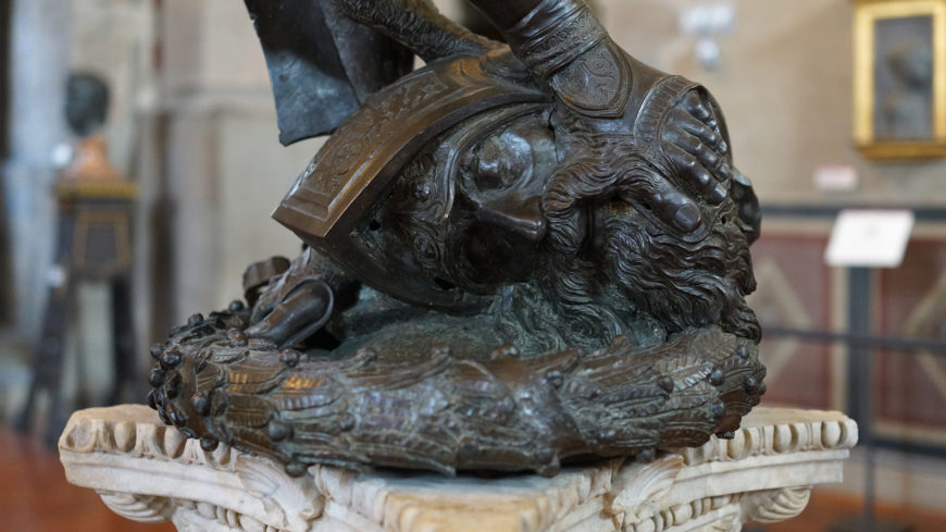 Goliath's head (detail), Donatello, David, c. 1440, bronze, 158 cm (Museo Nazionale de Bargello, Florence) (photo: Steven Zucker, CC BY-NC-SA 2.0)