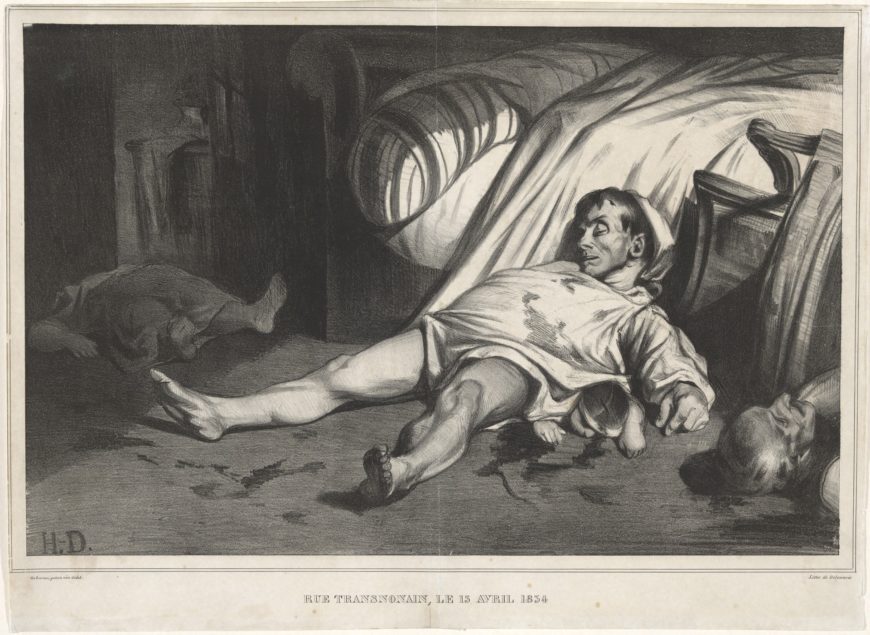 Honoré Daumier, Rue Transnonain, le 15 Avril 1834, published in La Association Mensuelle”, no. 24, August-September 1834, lithograph, 33.9 x 46.5 cm (Yale University Art Gallery)