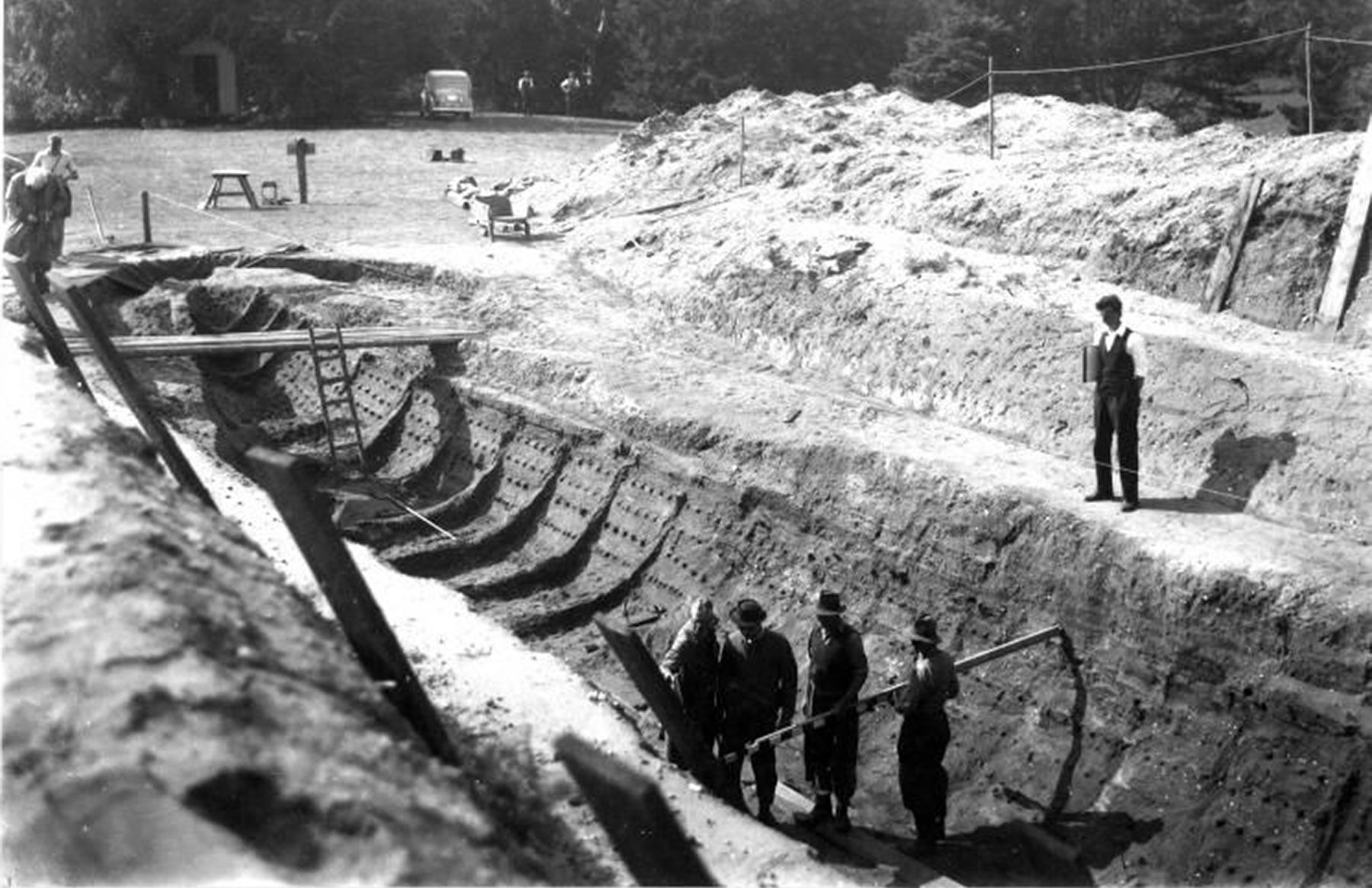 Photo of the excavation of the Sutton Hoo ship burial, by Barbara Wagstaff, 1939. © 2019 The Trustees of the British Museum