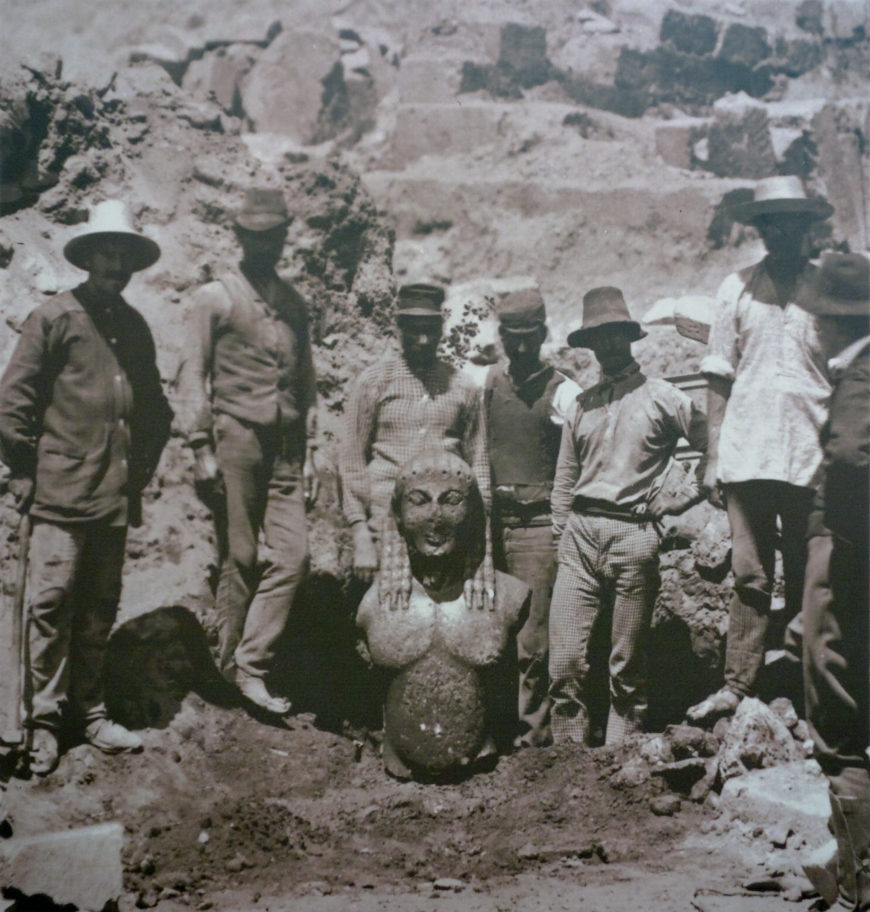 Archaeologists excavating Kleobis and Biton