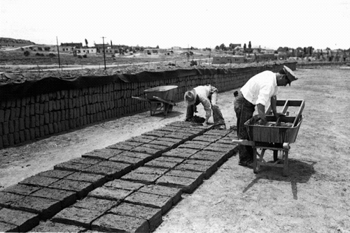 WPA workers make adobe bricks, Santa Fe, New Mexico, June 1940 (National Archives and the New Deal Network)
