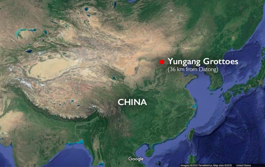 Map showing the location of the Yungang grottoes (underlying map © Google)