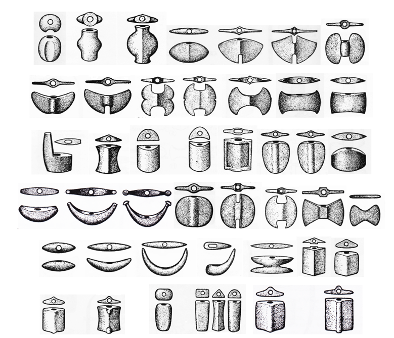 Twenty-four different types of Bannerstones Identified by Byron Knoblock in 1929