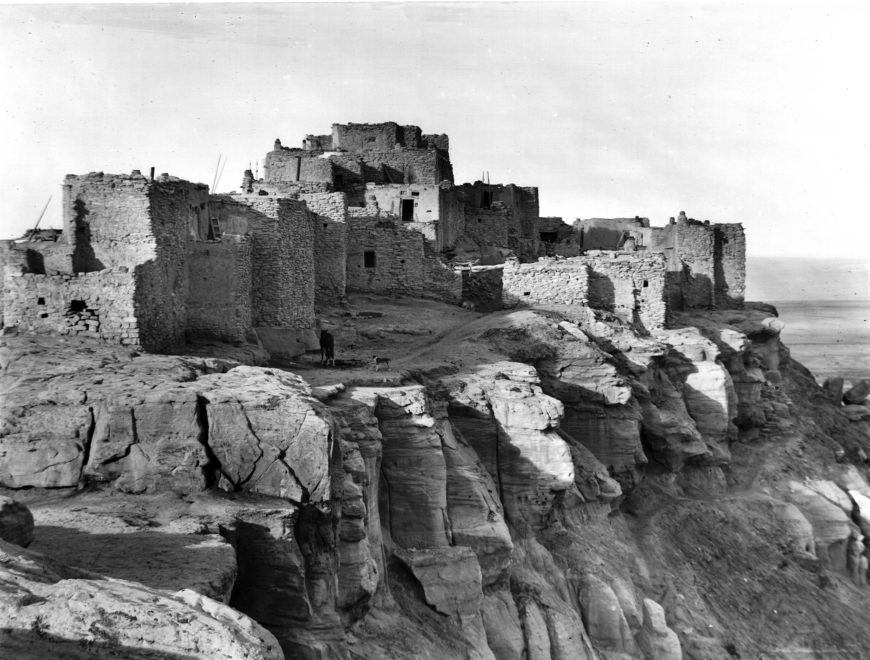 Hopi Pueblo of Walapi (or Walpai) on mesa, c. 1901, photo by Charles C. Pierce (USC Libraries Special Collections)