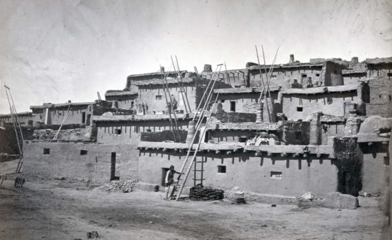 Large multi-level buildings of the south side of Zuni Pueblo, c. 1873, photograph by Timothy O’Sullivan (Library of Congress)