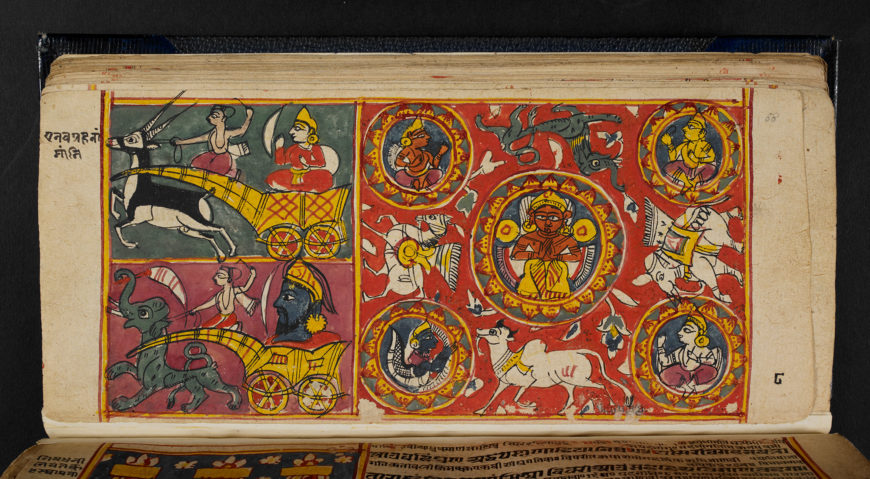 Representation of the planets in a manuscript of Śrīcandra’s Saṃgrahaṇīratna. (British Library)