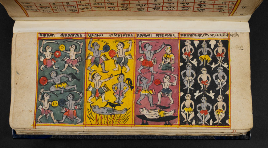 Tortures in the hells depicted in a manuscript of Śrīcandra’s Saṃgrahaṇīratna (British Library)