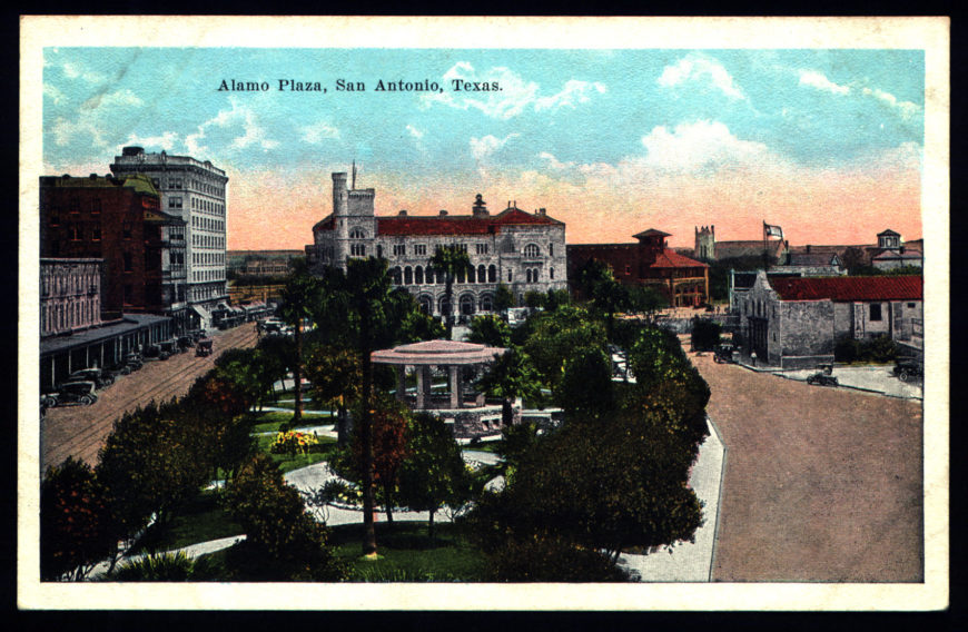 The Alamo Plaza Souvenir Postcard, c. 1900 (Collection of Randell Tarín)