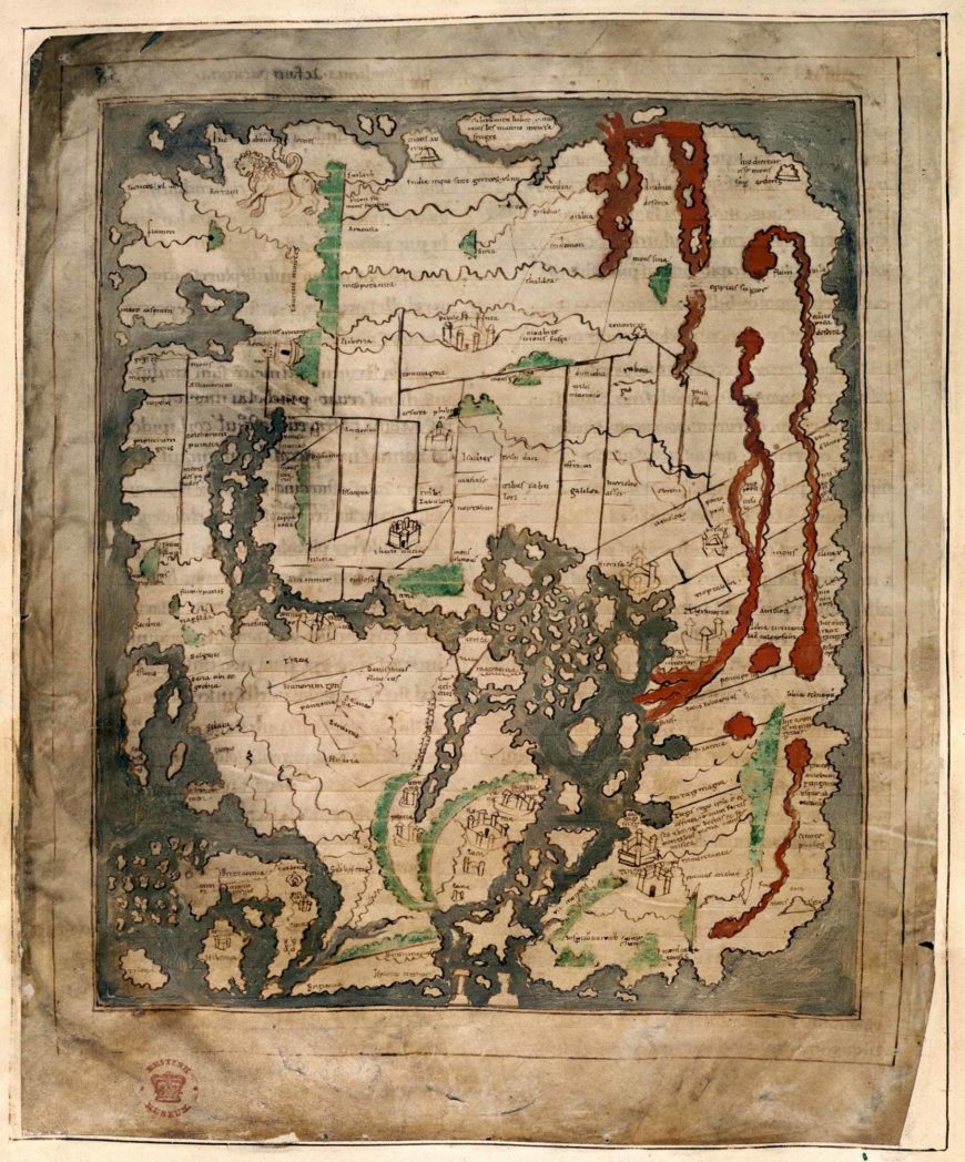 Anglo-Saxon Mappa Mundi. This map of the world was probably made in Canterbury between 1025 and 1050.