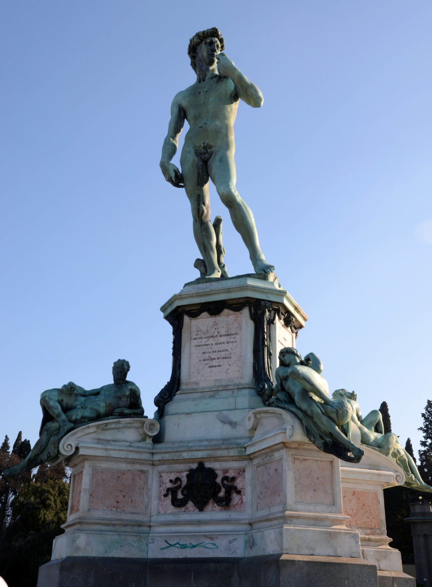 Bronze Replica of Michelangelo’s David by Clemente Papi, 1866, added to Piazzale Michelangelo in 1875 (photo: James Fishburne).