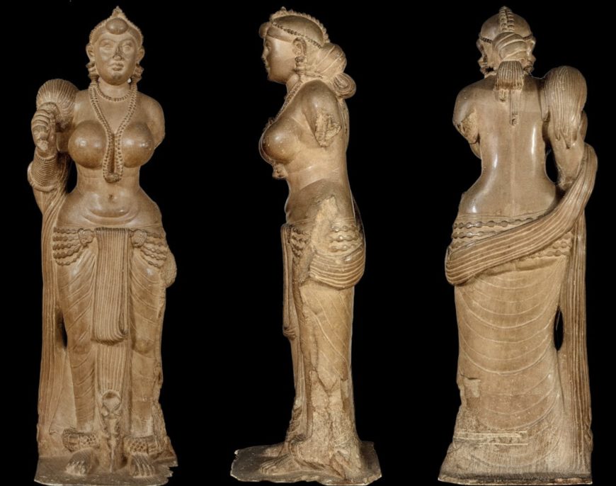 Didarganj Yakshi, Mauryan, sandstone, figure: 62 inches (Bihar Museum, India)