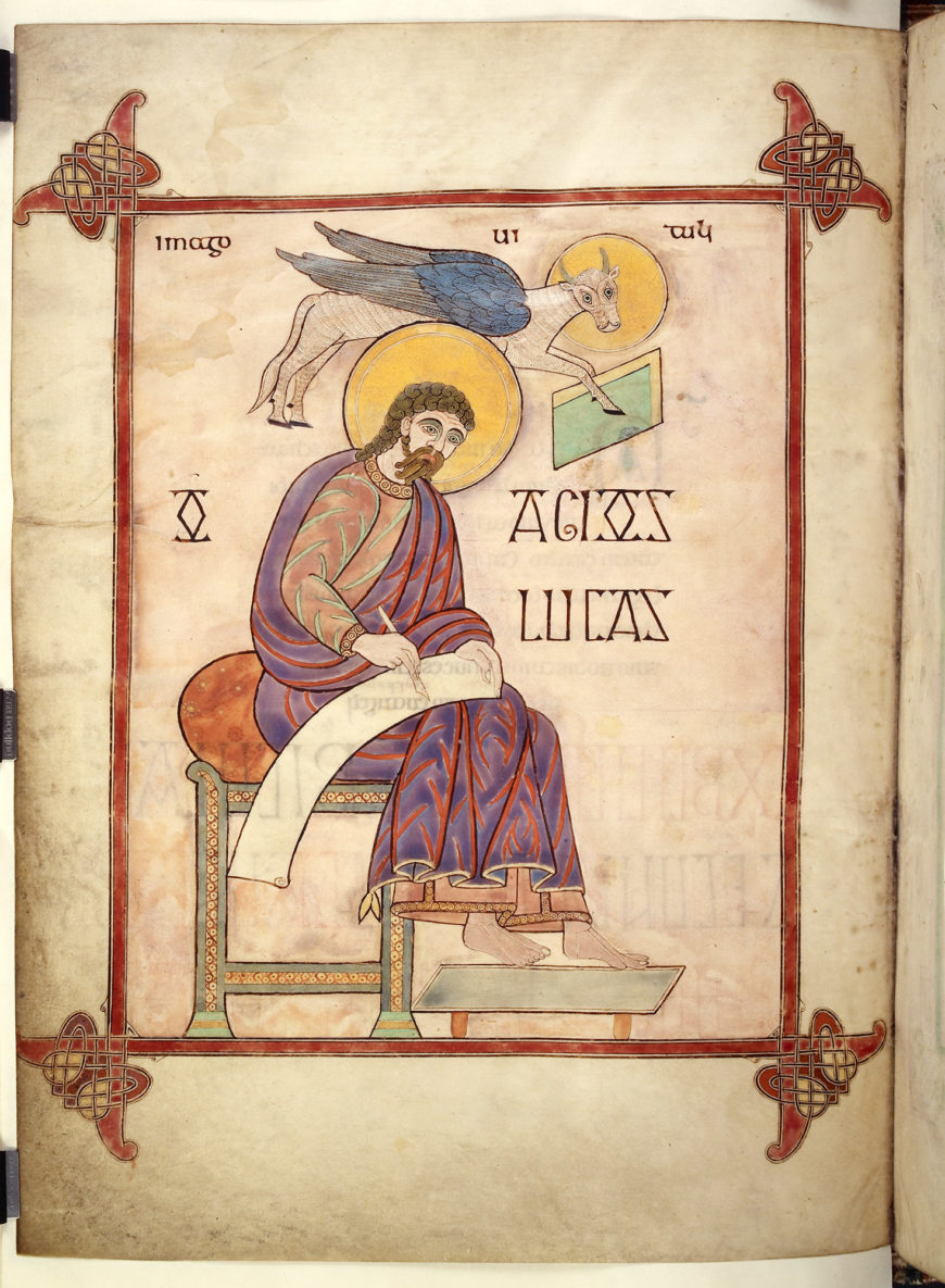 Lindesfarne Gospels, St. Luke, portrait page (137v) (British Library)