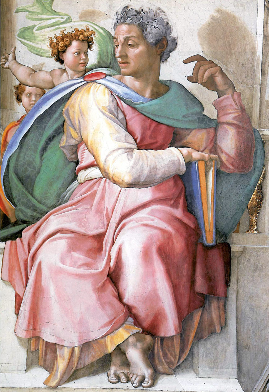 Michelangelo, Detail of Isaiah, ceiling of the Sistine Chapel, 1508–12, fresco (Vatican City, Rome)
