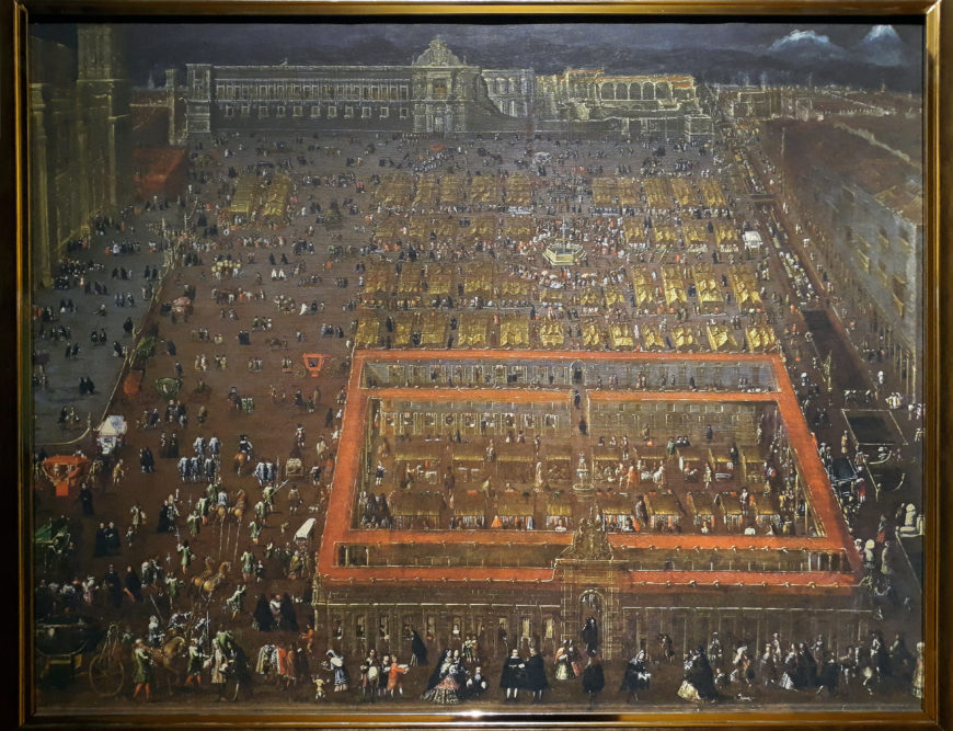 Cristóbal de Villalpando, View of the Plaza Mayor of Mexico City, c. 1695, oil on canvas (Corsham Court Collection, Wiltshire)