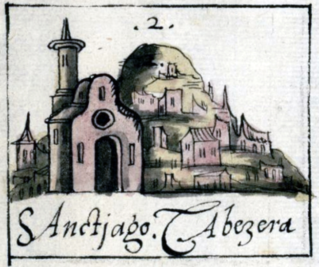 A church in a specific altepetl (detail), map of Cholula, from the relaciones geográficas, 1581, 31 x 44 cm (Benson Latin American Collection, University of Texas)