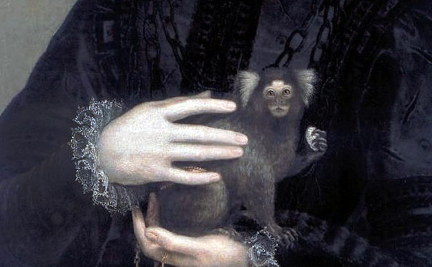 Sofonisba Anguissola, Infanta Catalina Micaela with a Marmoset, c. 1573, oil on canvas, 56.2 x 47 cm (private collection)