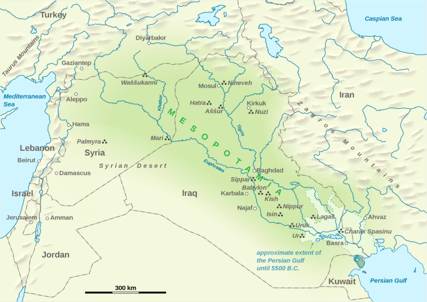 Map showing the extent of Mesopotamia (map: Goran tek-en, CC BY-SA 4.0)