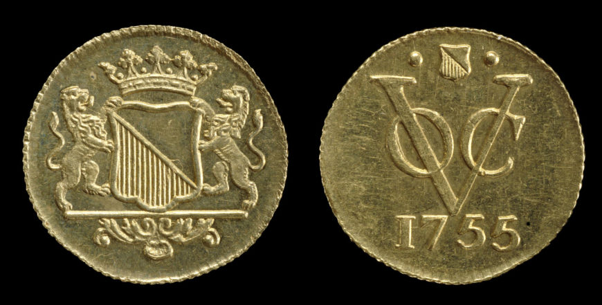 Gold duit of the Dutch East India Company Dutch East Indies (Indonesia), AD 1755, 23 mm in diameter