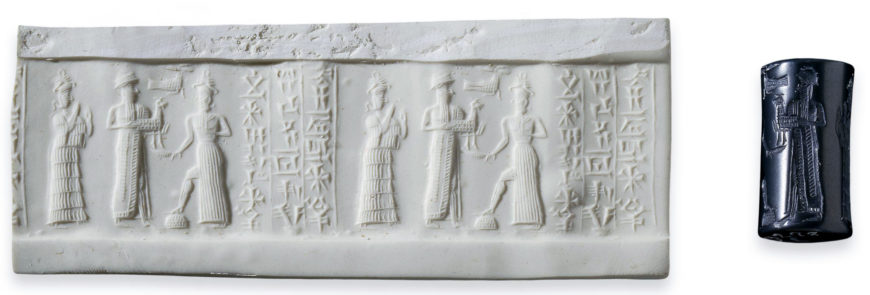 Hematite cylinder seal of Habde-Adad Old Babylonian Dynasty, about 19th century BC. From Mesopotamia, 2.4 cm high