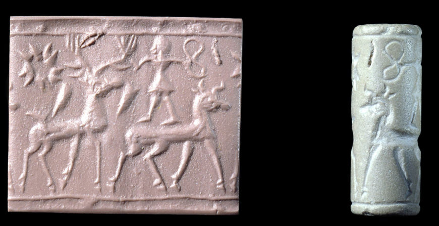 Limestone cylinder seal Hittite, 14th-13th centuries B.C.E. From Carchemish, south-east Anatolia (modern Turkey) (© The Trustees of the British Museum)