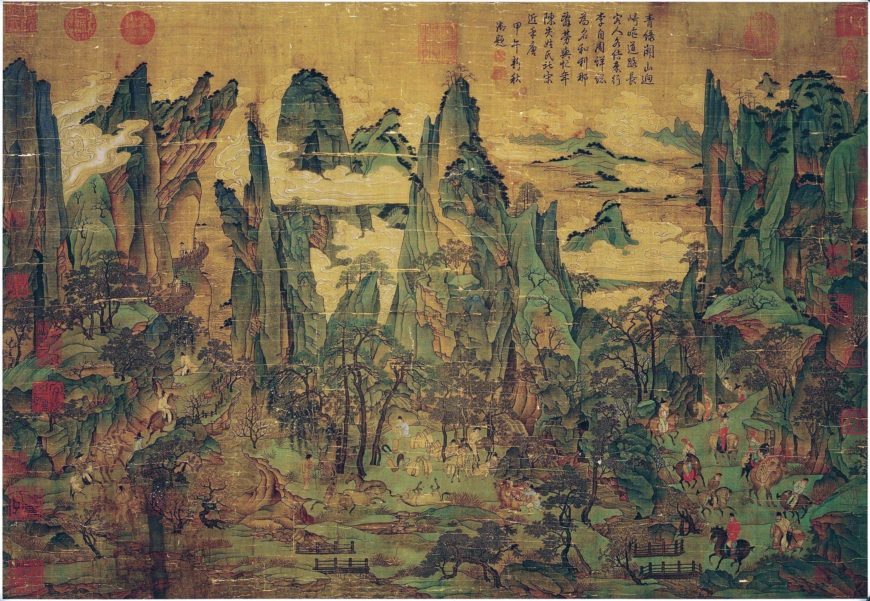The Emperor Ming Huang Travelling in Shu', a later 11th century copy of a Tang dynasty original of the 8th century C.E., painted silk (Palace Museum, Taipei)