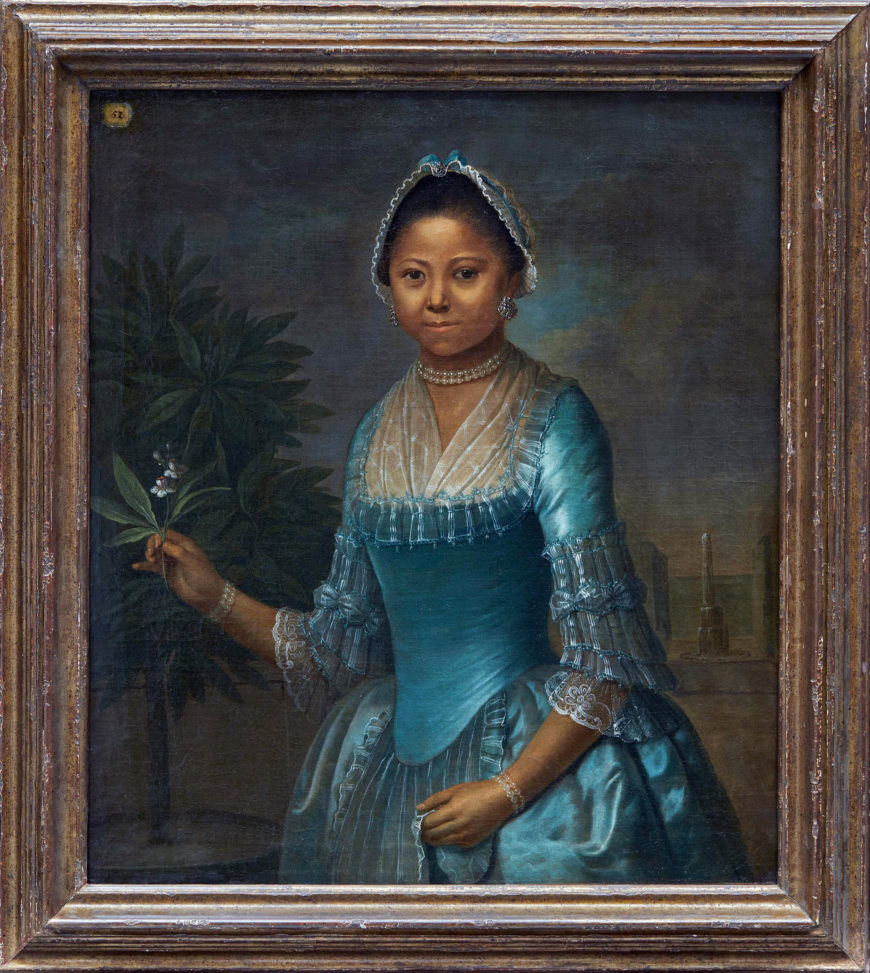 J. Schul, Portrait of a Lady Holding an Orange Blossom, mid-18th century. Oil on canvas; 80 × 56.2 cm (31.5 x 22 in). Toronto: Art Gallery of Ontario, 2019/2437. Purchase, 2020. 
