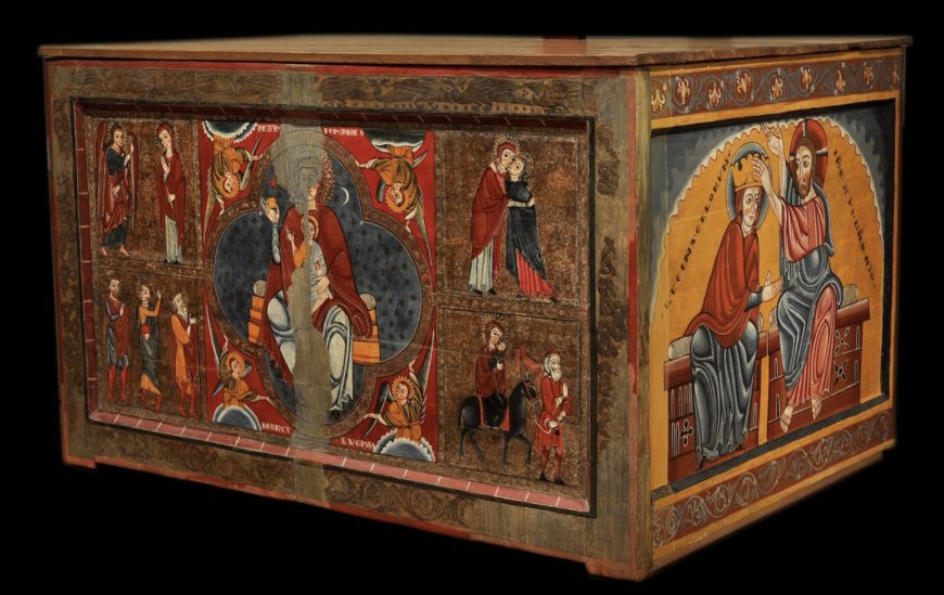 Altar from Santa Maria in Lluçà, 1210–20, tempera on poplar wood, 104.5 x 178.5 x 6 cm (Museu Episcopal de Vic)