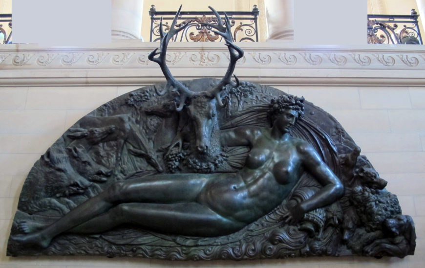 Benvenuto Cellini, The Nymph of Fontainebleau, 1540-1545, bronze, 2.05m × 4.09m, The Louvre, Paris, https://www.louvre.fr/en/oeuvre-notices/nymph-fontainebleau