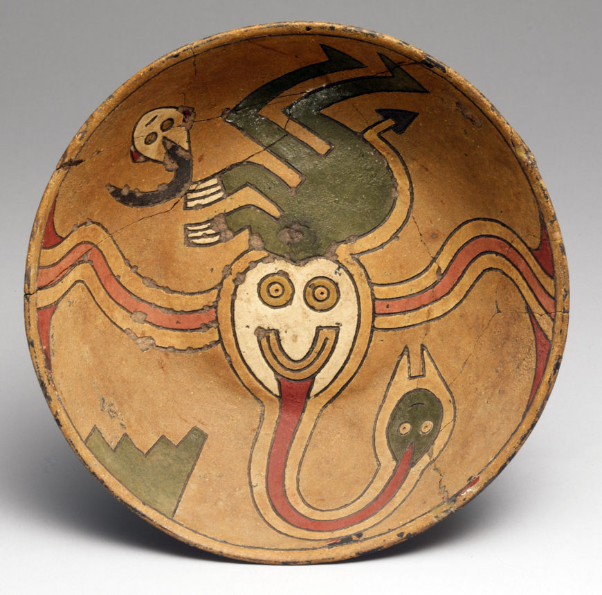 3rd–1st century B.C.E., Paracas, Ceramic, post-fired paint, 5.1 × 17.5 × 17.5 cm (The Metropolitan Museum of Art)