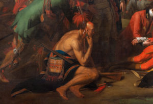 Native American man at left (detail), Benjamin West, The Death of General Wolfe, 1770, oil on canvas, 152.6 x 214.5 cm (National Gallery of Canada; photo: Steven Zucker, CC BY-NC-SA 2.0)