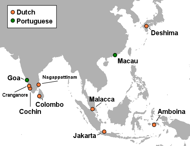 Map of the Dutch and Portuguese in Asia c. 1665