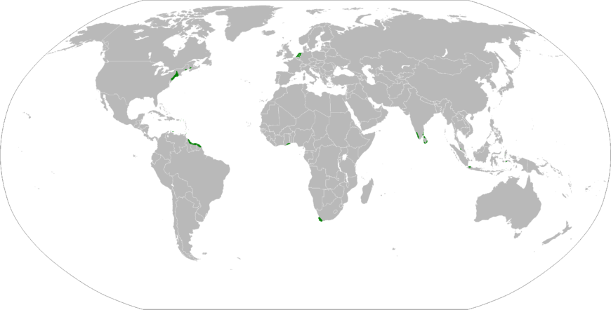 The Dutch Empire in 1674 (mpa: Red4tribe, CC BY-SA 3.0)