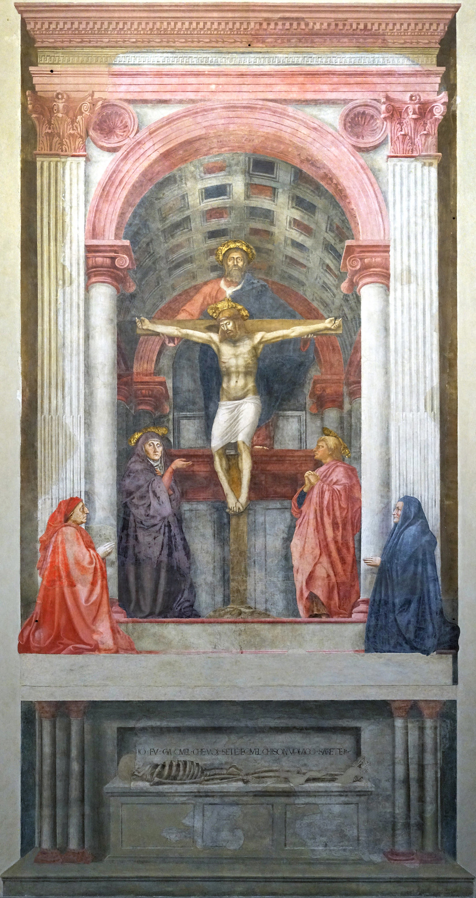 Masaccio, Holy Trinity, c. 1427, fresco (Santa Maria Novella, Florence; photo: Steven Zucker, CC BY-NC-SA 2.0)