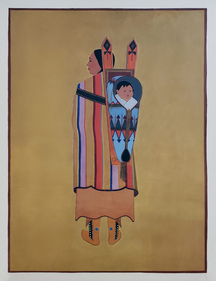 Stephen Mopope, Woman and child, 1937, mural, Anadarko Post Office, OK