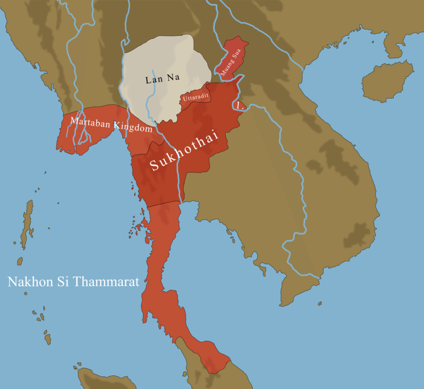 Greatest extent of the Sukhothai Kingdom, 1292 (map: Thames Mapping, CC BY-Sa 4.0)