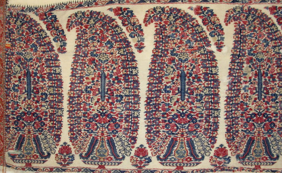 Attributed to Kashmir, detail of shawl of joined fragments, late 18th century, pashmina wool (The Metropolitan Museum of Art)