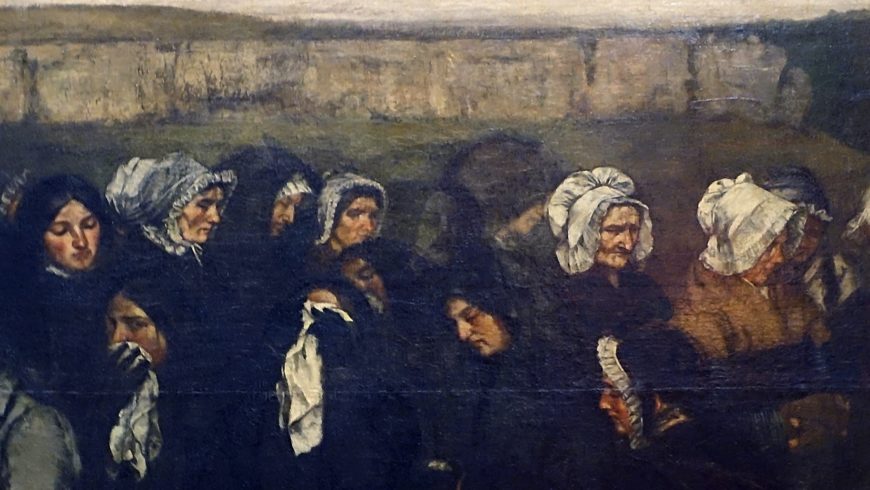 Gustave Courbet, A Burial at Ornans, begun late summer 1849, completed 1850, 124 x 260 inches, oil on canvas (Musée d'Orsay, Paris)