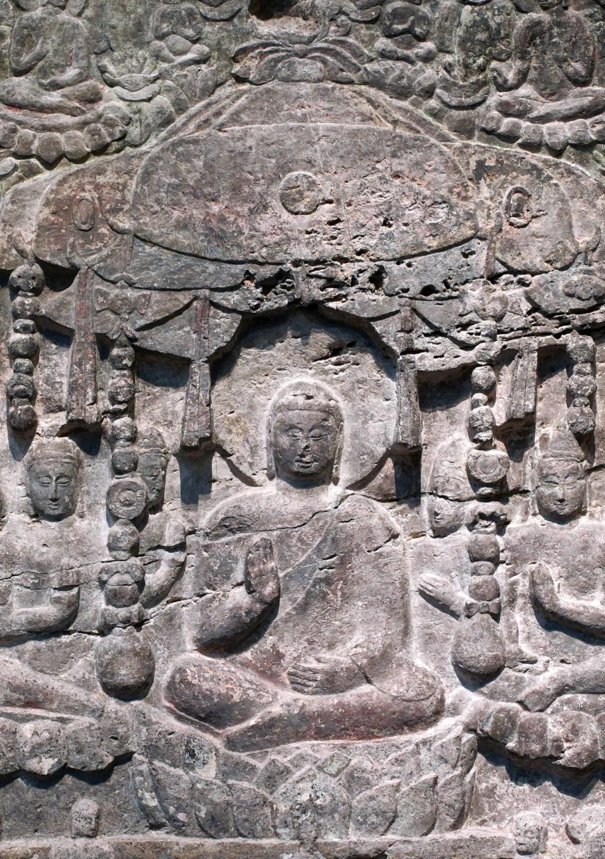 Western Paradise of the Buddha Amitabha, Northern Qi dynasty, 550-577, limestone with traces of pigment, China, Hebei province, Fengfeng, southern Xiangtangshan, Cave 2, 159.3 high x 334.5 cm (Freer Gallery of Art, Smithsonian, Washington, DC: Purchase — Charles Lang Freer Endowment, F1921.2)