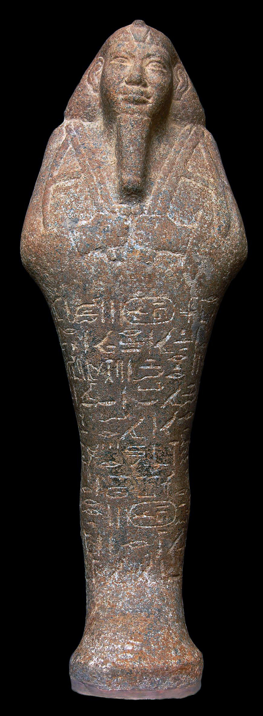 Granite shabti of King Taharqa, 25th Dynasty, 664 BC, from the pyramid of Taharqa at Nuri, Nubia, 40.6 cm high (