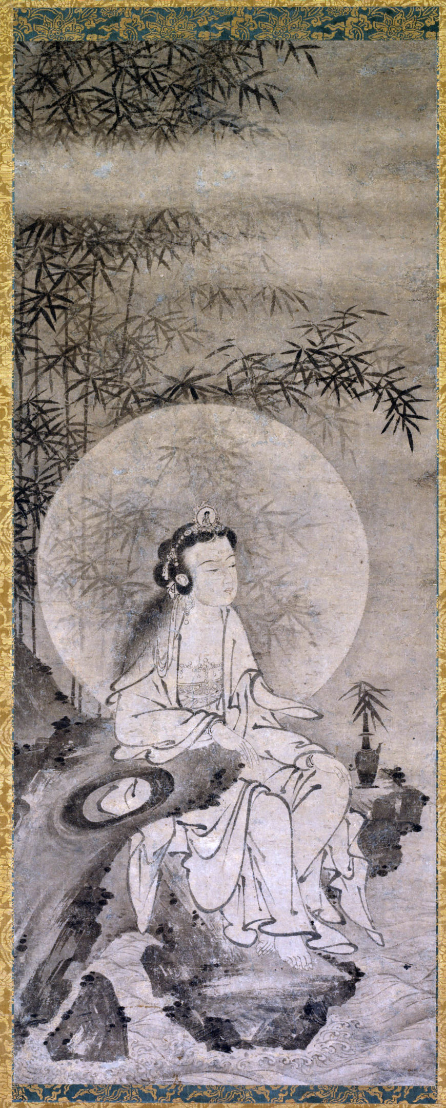 Zhang Yuehu (張月壺), White-Robed Guanyin (白衣觀音), late 1200s, hanging scroll, ink on paper, 104 x 42.3 cm. (The Cleveland Museum of Art)