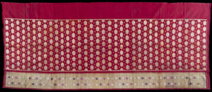 Banarsi Fabric, made in Benares (present-day Varanasi, India), 19th to mid 20th century, burgundy red, multicolored, and gold metallic silk supplementary weave, 207 × 86.4 cm (Philadelphia Museum of Art)