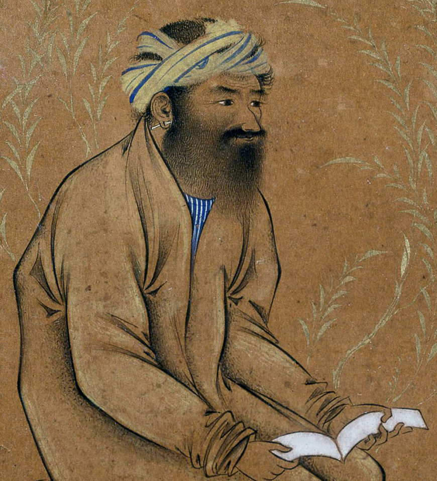 Riza-yi ʿAbbasi, Seated calligrapher, c. 1600, drawing, from Isfahan, Iran