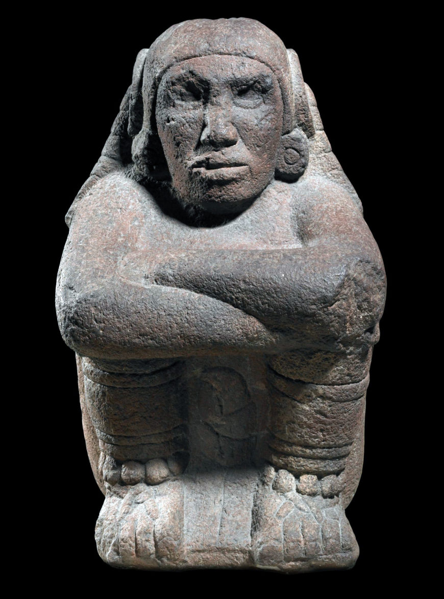 Stone seated figure of Xochipilli, Mexica, 1325–1521, from Mexico, 55 x 32 cm (© The Trustees of the British Museum)