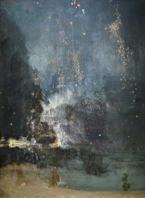 James Abbott McNeill Whistler, Nocturne in Black and Gold: The Falling Rocket, 1875, oil on panel, 60.2 x 46.7 cm (Detroit Institute of the Arts; photo: Steven Zucker, CC BY-NC-SA 2.0)