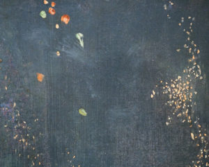 Detail, James Abbott McNeill Whistler, Nocturne in Black and Gold: The Falling Rocket, 1875, oil on panel, 60.2 x 46.7 cm (Detroit Institute of the Arts; photo: Steven Zucker, CC BY-NC-SA 2.0)